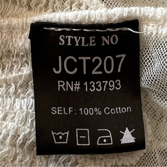 POL White Sheer Mesh Floral Embroidered Long Line Swimsuit Cover Up One - Picture 7 of 8